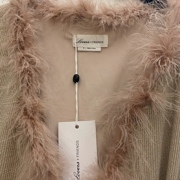 NWT Nude Mini Dress with Fur Trim - Picture 6 of 7